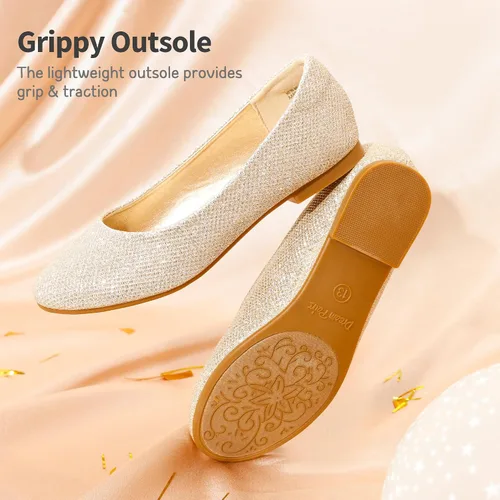 Miniatura 3 de DREAM PAIRS Zapatos de vestir para niñas, zapatos planos de bailarina para bodafiesta
