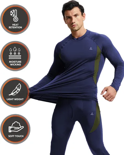Miniatura 2 de CL convallaria Conjunto de ropa interior térmica para hombre con bragueta, capa base larga para invierno, equipo de caza, parte superior e inferior