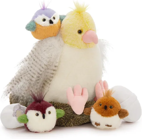 Miniatura 15 de Muiteiur Triceratops - Animal de peluche gigante de dinosaurio para mamá con 3 bebés pequeños, juguete de dinosaurio de felpa suave verde, regalo