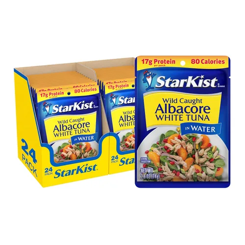 StarKist Albacore - Atún blanco en agua, bolsa de 2.6 onzas (paquete de 24) listo para comer, atún capturado en la naturaleza, 17g de proteína, 80