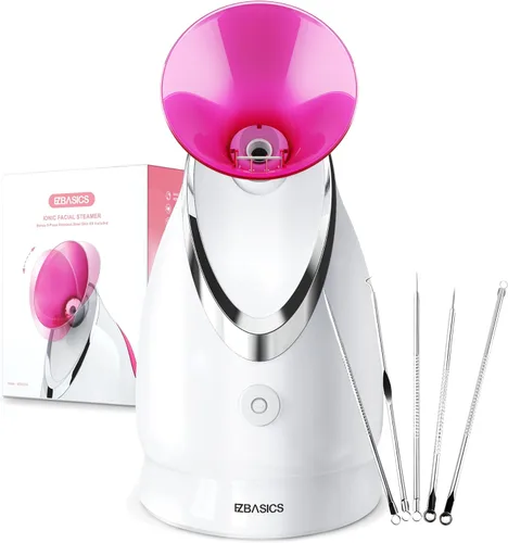 Miniatura 10 de EZBASICS Vaporizador facial iónico para el hogar, humidificador de niebla cálida atomizador para cara, sauna, spa, senos nasales, hidratación, Azul