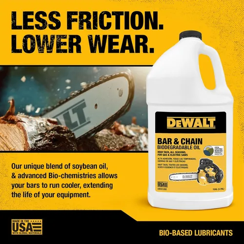 Miniatura 5 de DEWALT – Aceite biodegradable para barra y cadena – Verde, ecológico, no tóxico, lubricante profesional para motosierra – Aceite ultralimpio
