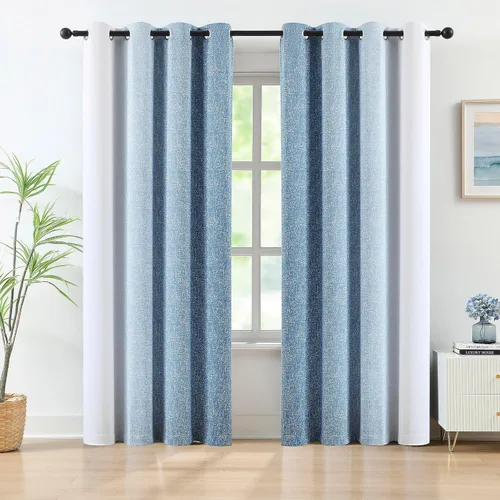 Miniatura 8 de Cortinas Completamente Opacas Azul Degradado de 63 pulgadas de Largo para Sala de Estar y Dormitorio, Cortinas con Aislamiento Térmico para Navidad