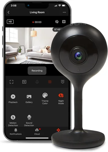 Geeni Look 1080p Cámara de seguridad para interiores – Paquete de 1 cámara Full HD WiFi para interiores con audio de 2 vías, detección de movimiento