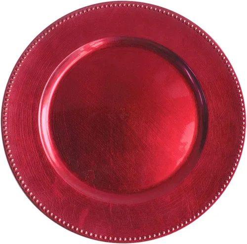 Miniatura 7 de Tiger Chef Platos Base Negros con Cuentas para Cena, Redondos de 13 Pulgadas (Paquete de 6)