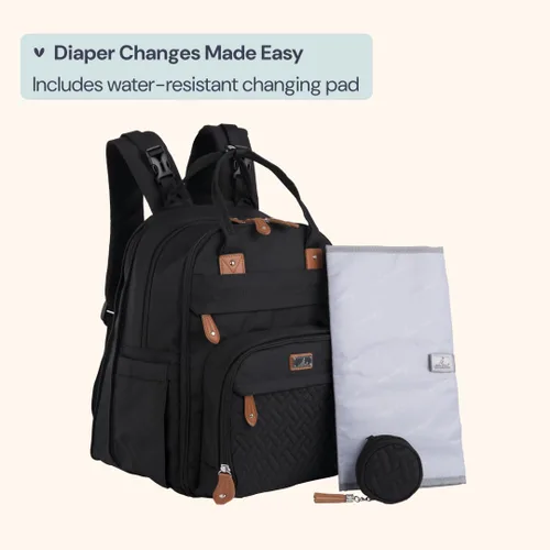 Miniatura 99 de BabbleRoo - Mochila para pañales - Bolso de viaje con artículos esenciales para bebés - Mochila multifunción resistente al agua, bolso de viaje