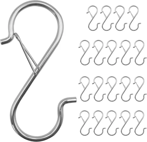 Miniatura 12 de 12 piezas de ganchos en S para colgar, ganchos de clóset resistentes de 3.5 pulgadas con hebilla de seguridad, ganchos de clóset para colgar