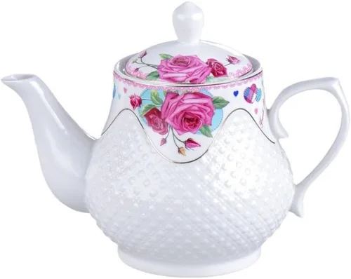 123Arts Tetera, tetera de flores, tetera de cerámica, tetera para oficina en casa, 33 onzas, 33.8 fl oz B-33.8 fl oz