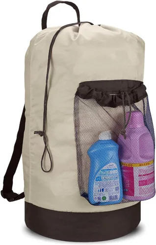 Miniatura 15 de Dalykate Mochila Bolsa para Lavandería, Mochila para Lavandería con Correas para el Hombro y Bolsillo de Malla, Bolsa Cesto para Ropa de Nailon