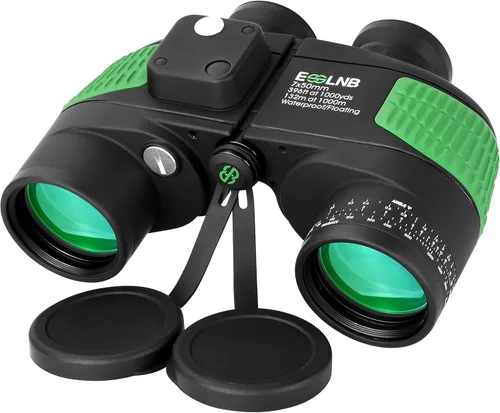 ESSLNB - Prismáticos marinos 7x50 IPX7 impermeables para navegación con telémetro iluminado y brújula, prisma BAK4 FMC, flotantes, militares, para