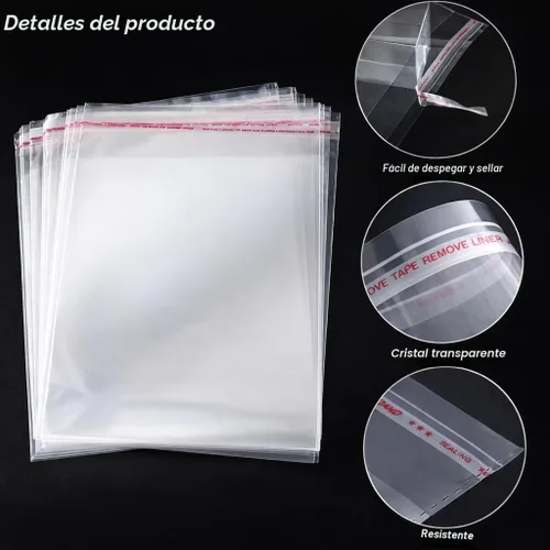 Miniatura 3 de Bolsas de plástico de celofán resellables transparentes autoadhesivas para embalaje de camisas, ropa y productos, 100 bolsas de celofán