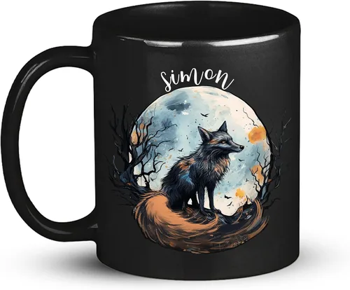 Miniatura 20 de Taza de café personalizada de cuervo con nombre de amante de cuervos, taza de café negra personalizada de animales de 11 onzas y 15 onzas, taza
