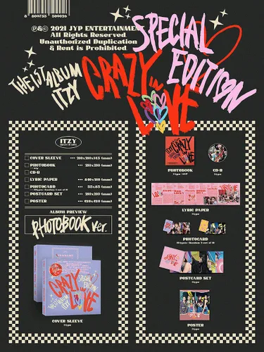 Miniatura 5 de ITZY CRAZY IN LOVE The 1st Album SPECIAL EDITION ( JEWEL CASE Ver. ) 1ea CD+1ea Jewel Case+32p Photo Book+1ea Lyric Paper+2ea Photo Card+1ea Concept