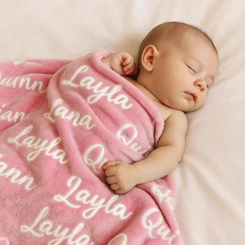 DayOfShe Mantas personalizadas con nombre para niñas y niños, manta de baby shower, regalos personalizados con nombre para adolescentes, niñas,