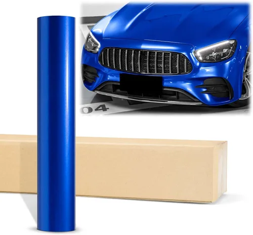 2 unidades de 4 x 8 pulgadas (3.9 in x 7.9 in) de muestra brillante metálico azul real brillante vinilo adhesivo auto auto hoja película película