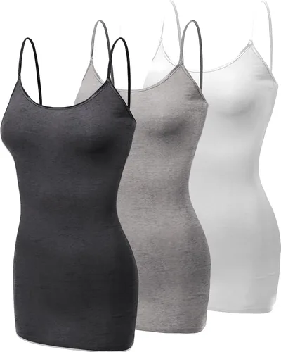 Miniatura 135 de Emmalise Camisola larga casual básica para mujer, con tirantes ajustables, top en capas