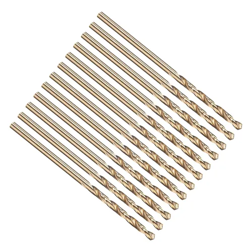 Miniatura 249 de PATIKIL Broca Jobber de 0.039 in, vástago recto M35 cobalto 5% acero de alta velocidad 135° acabado dorado para metal duro de acero inoxidable - 2