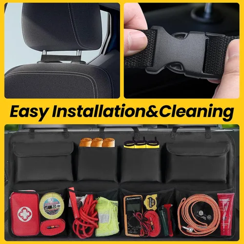 Miniatura 6 de Snuopfy Organizador de maletero de automóvil, organizador colgante para asiento trasero con 8 bolsas de almacenamiento grandes, gran capacidad