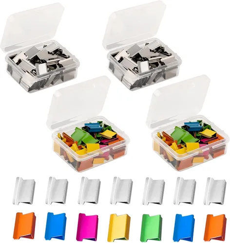 Miniatura 16 de Dispensador de Clips de Papel Portátil Reutilizable - Capacidad de 40 Hojas, 2 Dispensadores con 100 Clips de Repuesto (50 Plateados + 50 de Color)