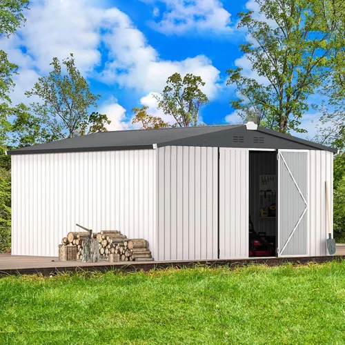 Miniatura 9 de AECOJOY Cobertizo de almacenamiento al aire libre de 5 x 3 pies, pequeño cobertizo de metal con puerta con cerradura, almacenamiento de utilidad