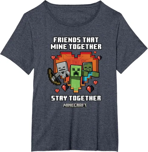 Miniatura 33 de Minecraft Camiseta de San Valentín Friends That Mine Together Mobs, Negro