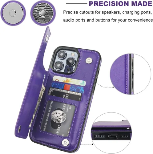 Miniatura 7 de ONETOP Compatible con iPhone 15 Pro Max Funda Cartera con Portador de Tarjetas, Cuero PU con Soporte Ranuras para Tarjetas, Doble Cierre Magnético