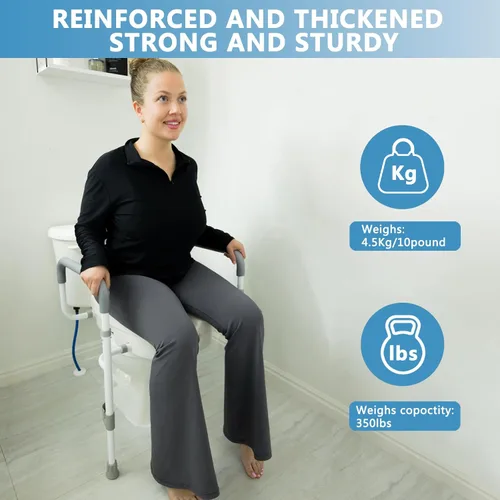 Miniatura 2 de WeHwupe Asiento de inodoro elevado con asas para ancianos – Elevadores de asiento de inodoro para personas mayores con brazos acolchados ajustables