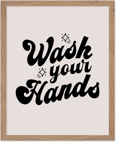 Poster Master Póster con texto en inglés «Wash Your Hands», impresión tipográfica, arte moderno, decoración de pared de baño, decoración de baño de