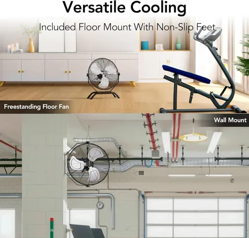 Miniatura 3 de Comfort Zone Ventilador industrial de alta velocidad de 20 pulgadas, ventilador de montaje en pared y piso totalmente metálico, refrigeración