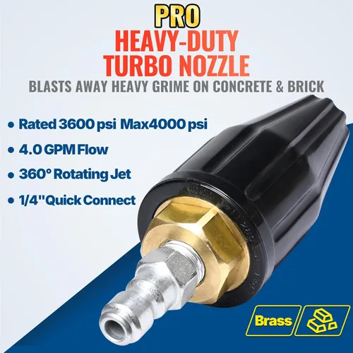 Miniatura 2 de YAMATIC - Puntas de lavadora a presión boquilla turbo 4000 PSI máx. 5000 PSI, puntas de pulverización turbo giratorias 360° para lavadora