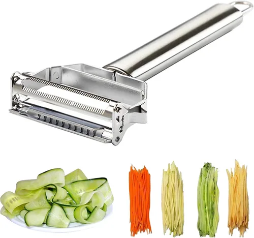 ReNext - Pelador de juliana multifunción de acero inoxidable, pelador de verduras, rallador de doble cepillado, accesorios de cocina, herramientas