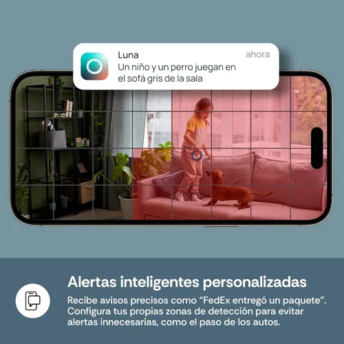 Miniatura 5 de Luna 2K Cámaras interiores para seguridad del hogar, WiFi de 2.4 GHz y 5 GHz, inclinación panorámica de 360 grados, foco integrado, seguimiento