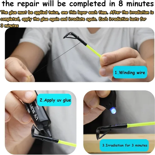 Miniatura 5 de Fishing Rod Top Tips Replacement Rpair Kit with UV Glue UV BTST-D