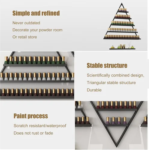 Miniatura 3 de Estante organizador de perfume montado en la pared, estante triangular de metal para esmalte de uñas, estante de exhibición de aceites esenciales