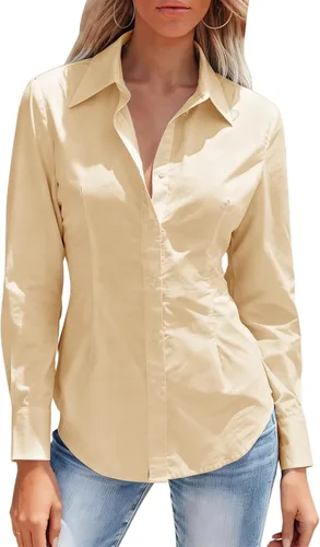 Miniatura 12 de Camisas con botones para mujer ajustadas, camisa de vestir de manga larga, blusa con cuello, camisa de trabajo, para negocios, para oficina, atuendo