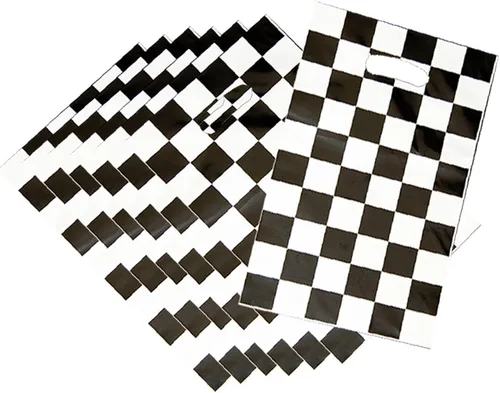 Miniatura 2 de LYT 30 bolsas de regalo de auto de carreras a cuadros en blanco y negro, suministros de fiesta de cumpleaños para niños, bolsas de regalo