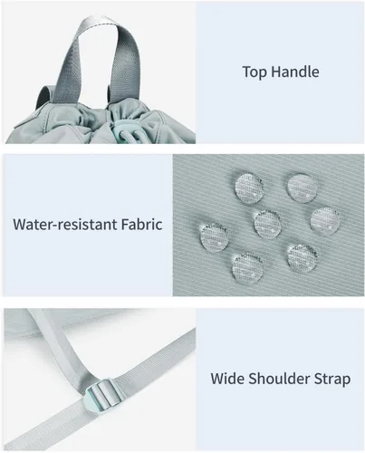 Miniatura 8 de WANDF Mochila con cordón para mujer, bolsa de gimnasio con correa para esterilla de yoga, resistente al agua, con bolsillo de malla, Gris