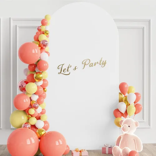 Miniatura 3 de Wokceer Cubierta de Fondo de Arco de Boda de 6.6 Pies de Spandex Ajustada Blanca Cubiertas de Arco de Parte Superior Redonda Chiara Arcos Cubierta