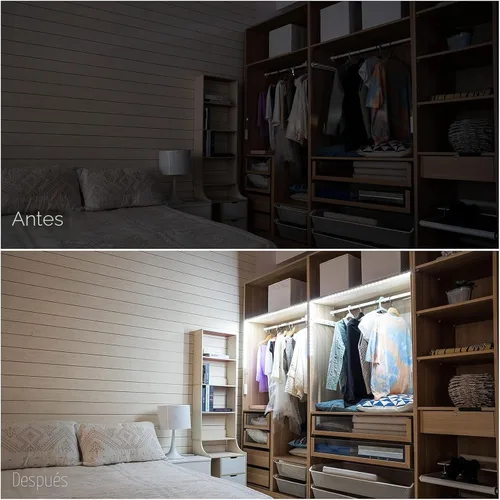 Miniatura 7 de WOBANE Tira de luces con sensor de movimiento, luz recargable activada por movimiento, tira LED alimentada por batería, 60 LED Homelife Bar