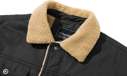Miniatura 3 de CRYSULLY Chaqueta tipo cargo de invierno para hombre, con cuello de piel, forro polar, abrigo militar de algodón cálido