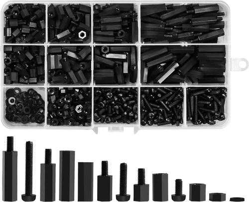600 piezas M3 macho hembra separadores hexagonales de nailon tornillos tuercas, kit surtido de separadores y tornillos para placa base, pilar