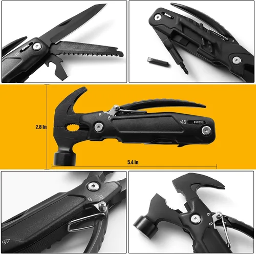 Miniatura 3 de martillo multiherramienta 14 en 1 multiherramienta para hombres camping multiherramientas al aire libre llave martillo alicates 5.4 "EDC