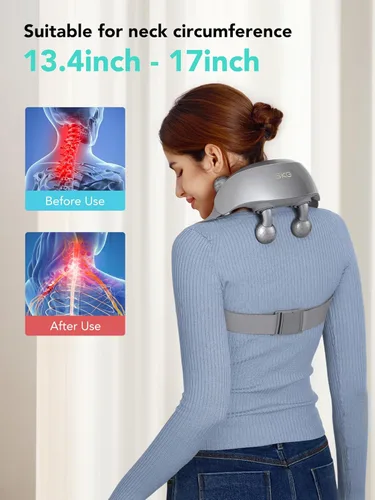 Miniatura 4 de SKG H7 - Masajeador de cuello ultra inalámbrico para aliviar el dolor de tejido profundo, regalos del día del padre, masajeador shiatsu ajustable