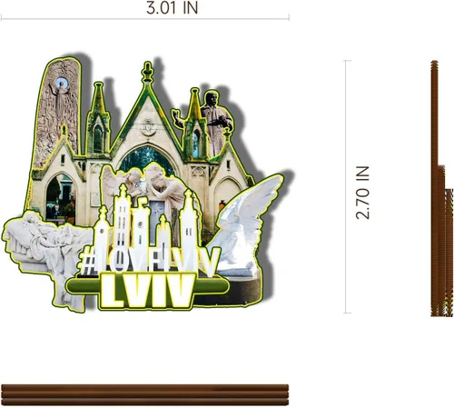 Miniatura 3 de Imán de madera de Lviv Ucrania 3D para nevera, recuerdos coleccionables, decoración hecha a mano, artesanías, 4