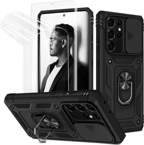 Miniatura 26 de Jeylly Funda para Samsung Galaxy S22 5G con [2 protectores de pantalla de vidrio templado], a prueba de golpes, grado militar, funda protectora