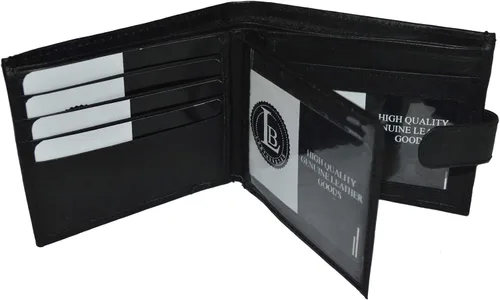 Miniatura 3 de Leatherboss Cartera plegable para hombre con cierre a presión, color negro de 4 x 3.14 pulgadas