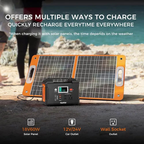 Miniatura 6 de Solar Generator With Solar Panel Included, FF Flashfish 151Wh Portable Power Station+60W Solar Panel(DC/USB-A/USB-C Output), Backup Power Battery