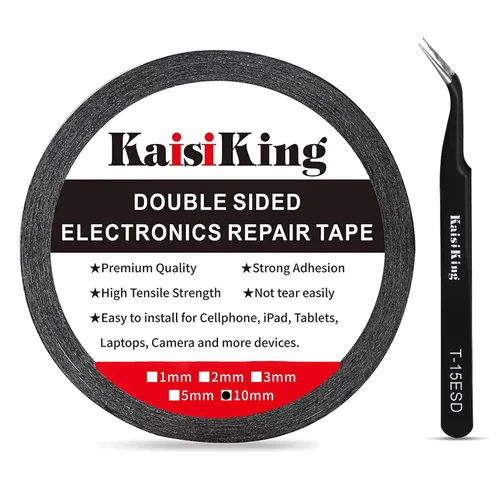 Miniatura 10 de Kaisiking Cinta adhesiva de 1 mm x 50 m para reparación de pantallas LCD de teléfonos, cinta adhesiva con 1 pinza para teléfonos móviles, iPad