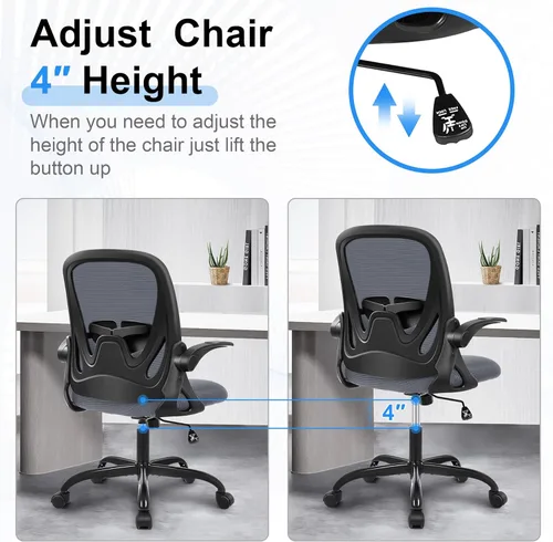 Miniatura 7 de Primy Silla de Oficina Ergonómica Silla de Escritorio con Soporte Lumbar y Altura Ajustables, Silla de Escritorio de Malla Transpirable Giratoria