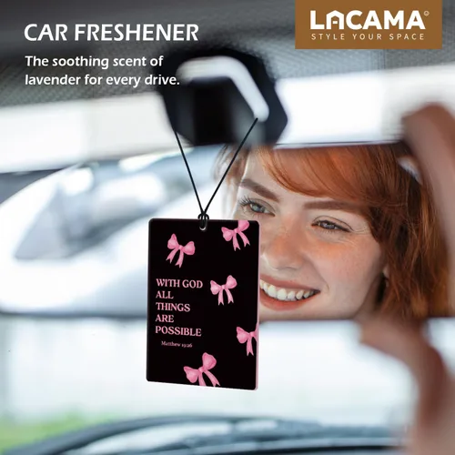 Miniatura 2 de Lacama Ambientador cristiano para automóvil, 3 piezas, lazo rosa y negro, coqueta con versículo bíblico cristiano, ambientador para mujeres y niñas